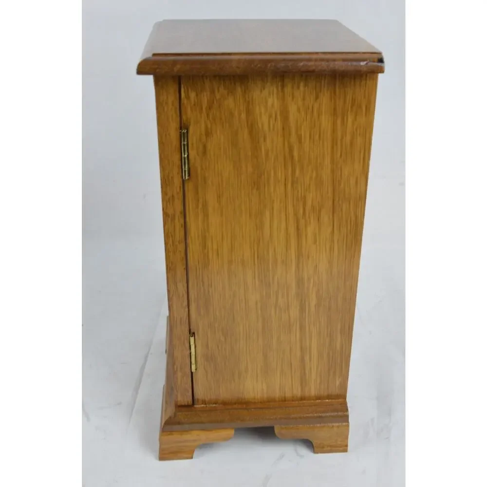 Vintage Wood Jewelry Armoire Cabinet Mirror Glass Door Necklace Box 10